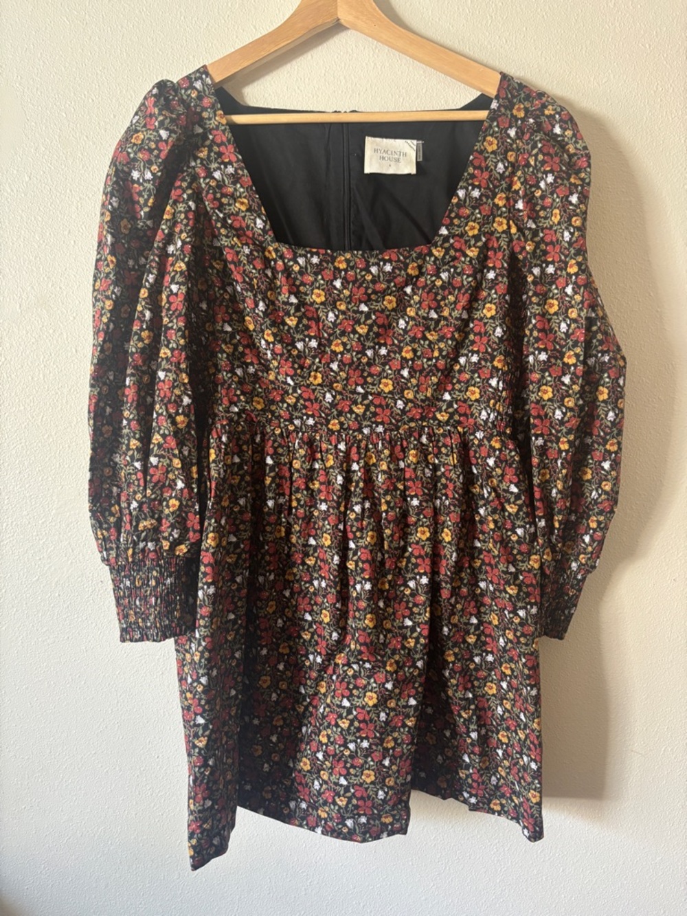 Tuckernuck Hyacinth House Square Neck Long Sleeve Floral Dress Size Small